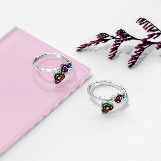 Bichiya Set - Pure Silver Toe Rings &#8211; Vibrant Multi Coloured Toe Rings
