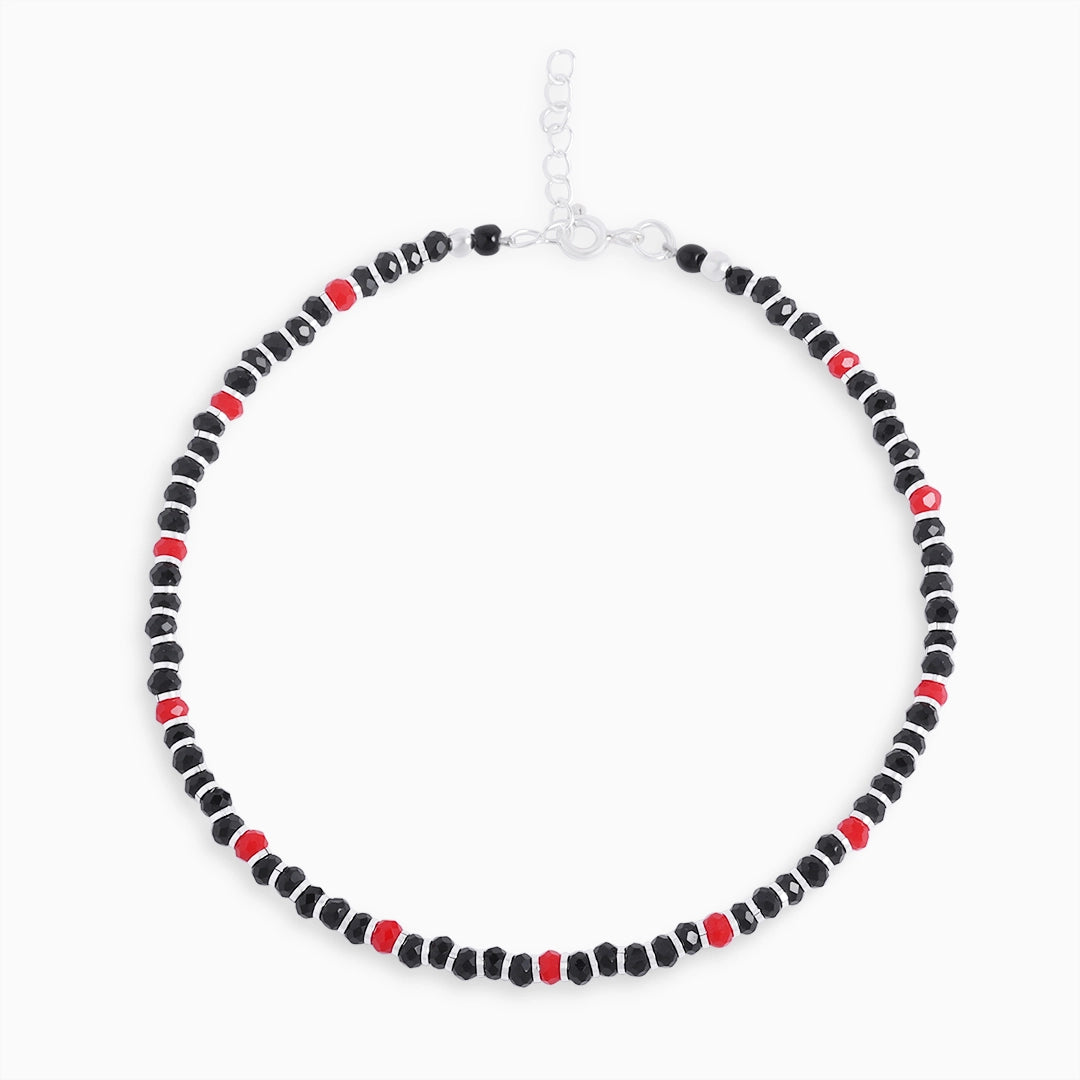 Silver anklets - Pure Silver Anklet &#8211; Nightfall Shimmer Coal Beaded