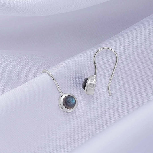 Pure Silver Earrings - Made With Mini Rainbow Stone - Tweov Jewels