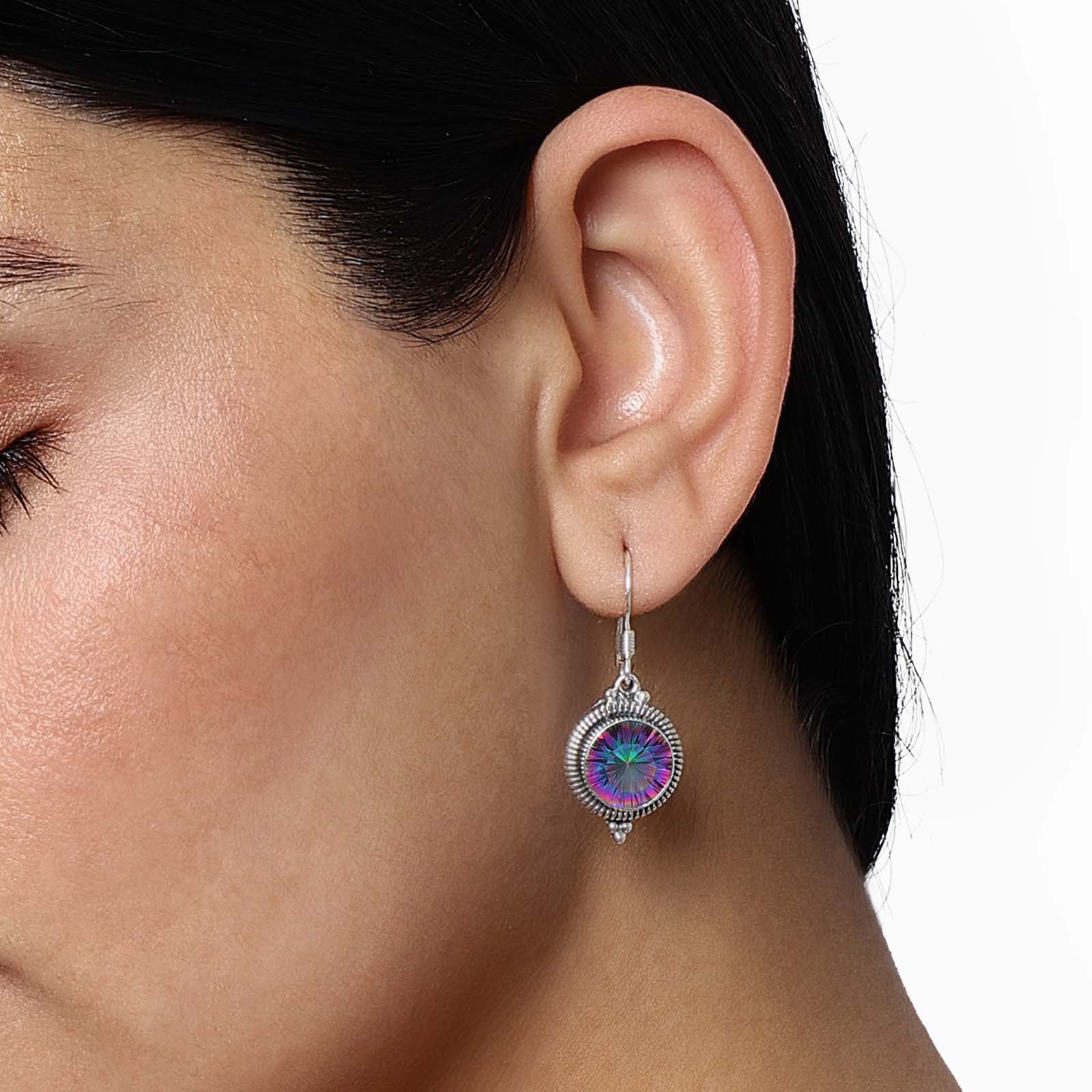 heart silver earrings - Pure Silver Earrings &#8211; Glorious Purple-Blue CZ Hook Model