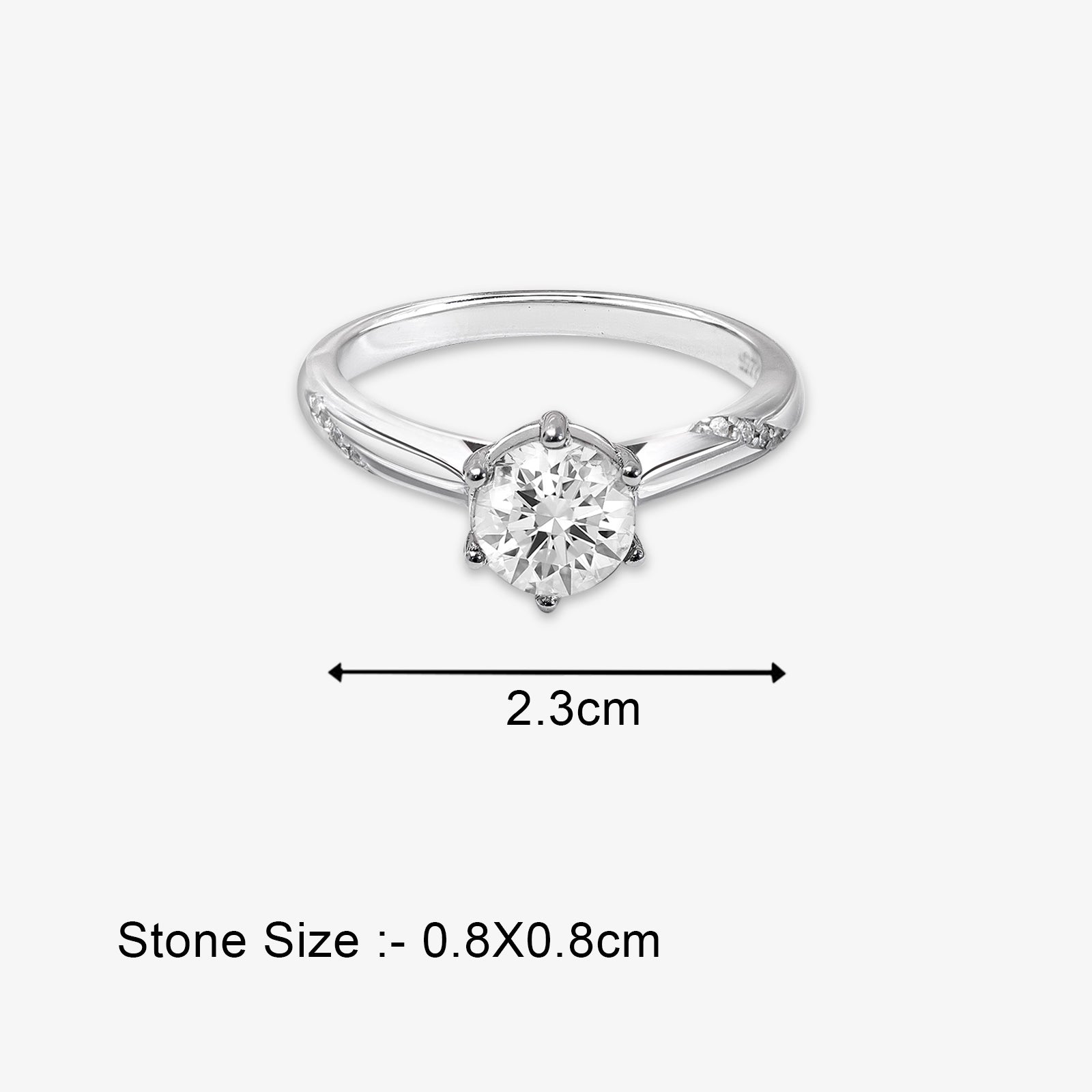 Solitaire Cubic Zirconia Ring For Women – 925 Sterling Silver Rhodium Plated