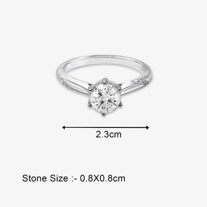 Solitaire Cubic Zirconia Ring For Women – 925 Sterling Silver Rhodium Plated