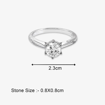Round Solitaire Diamond Silver Ring