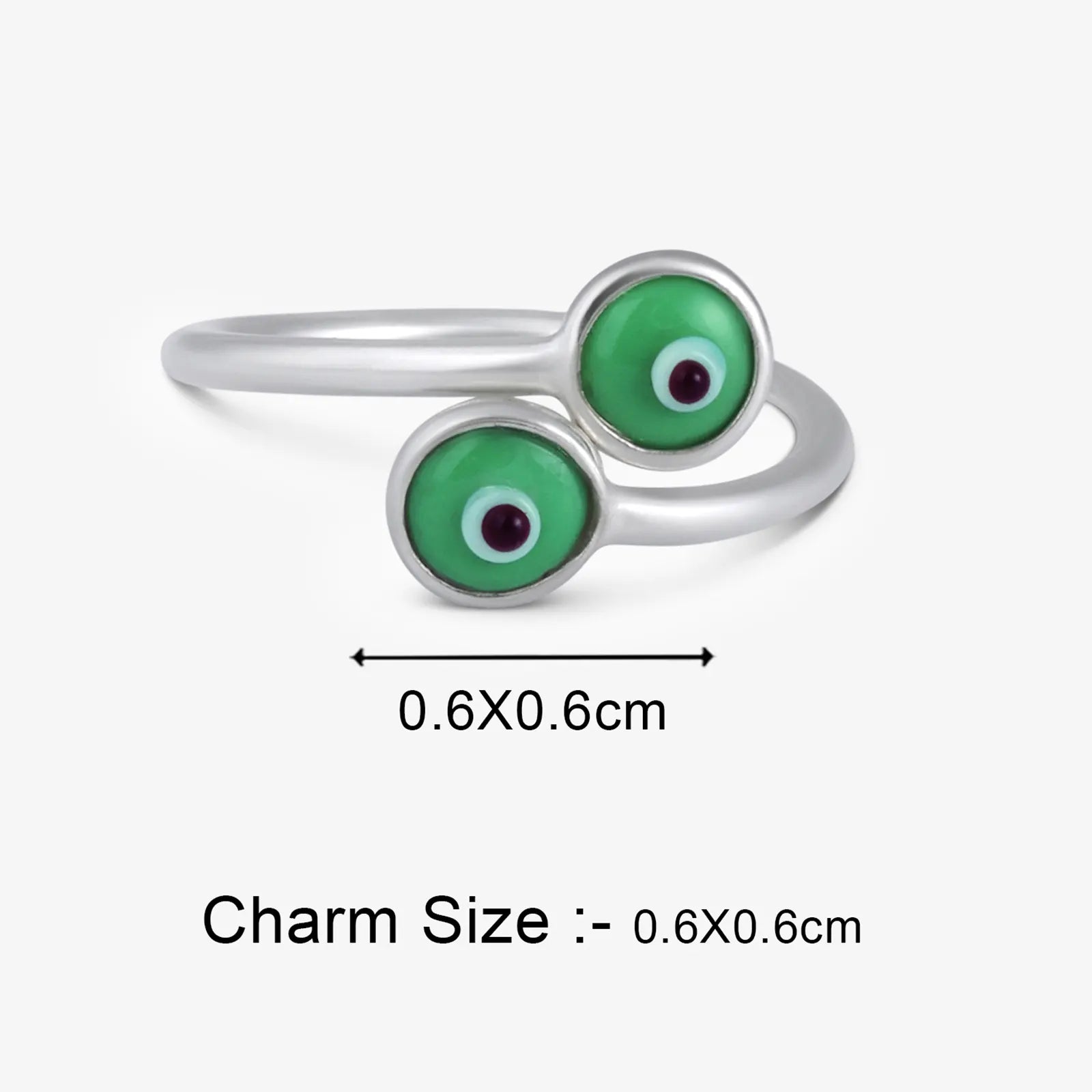 Silver Green Color Evil Eye Ring