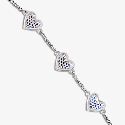 Blue White Heart Silver Chain Bracelet - Tweov Jewels