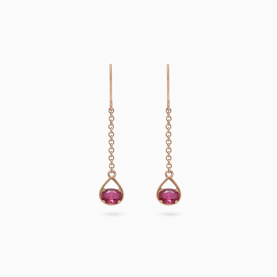 Silver Earrings - Pure Silver Earrings &#8211; Enlighted With Rose Gold Ruby