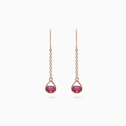 Silver Earrings - Pure Silver Earrings &#8211; Enlighted With Rose Gold Ruby