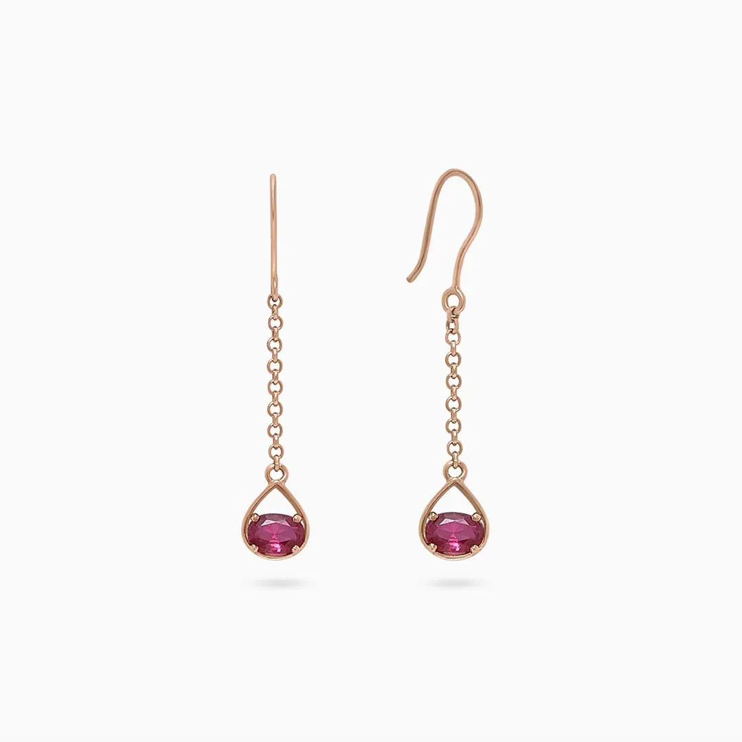 Rose gold earrings - Pure Silver Earrings &#8211; Enlighted With Rose Gold Ruby