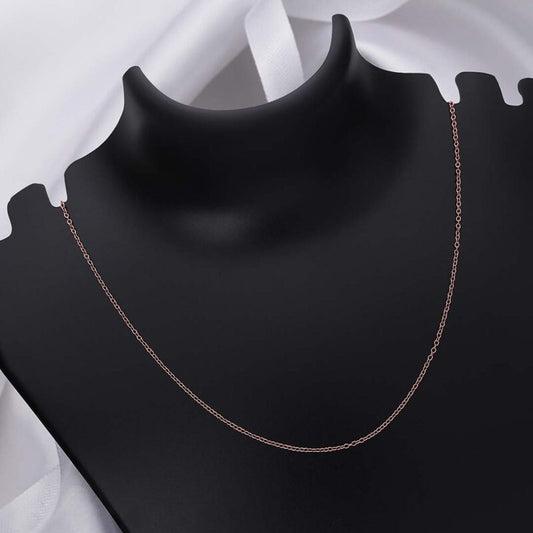 Silver Chains - Pure 925 Silver Chain &#8211; Rose Gold ROLO Chain For Women