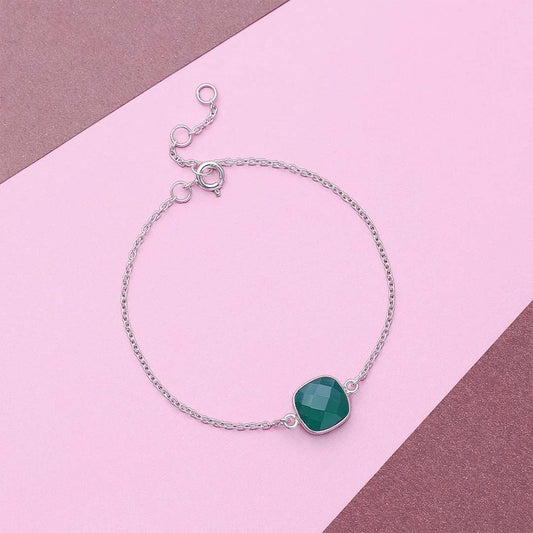 Pure Silver Bracelet for Men &amp; Women - Pure Silver Bracelet &#8211; Imperial Emerald Green Stone