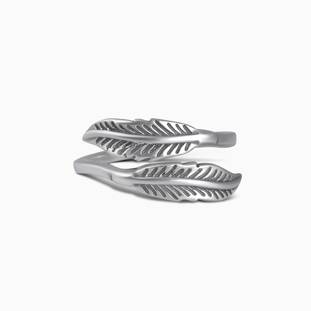 Silver daily wear rings - Pure Silver Ring &#8211; Woodland Whispers Wtih Double Leaf