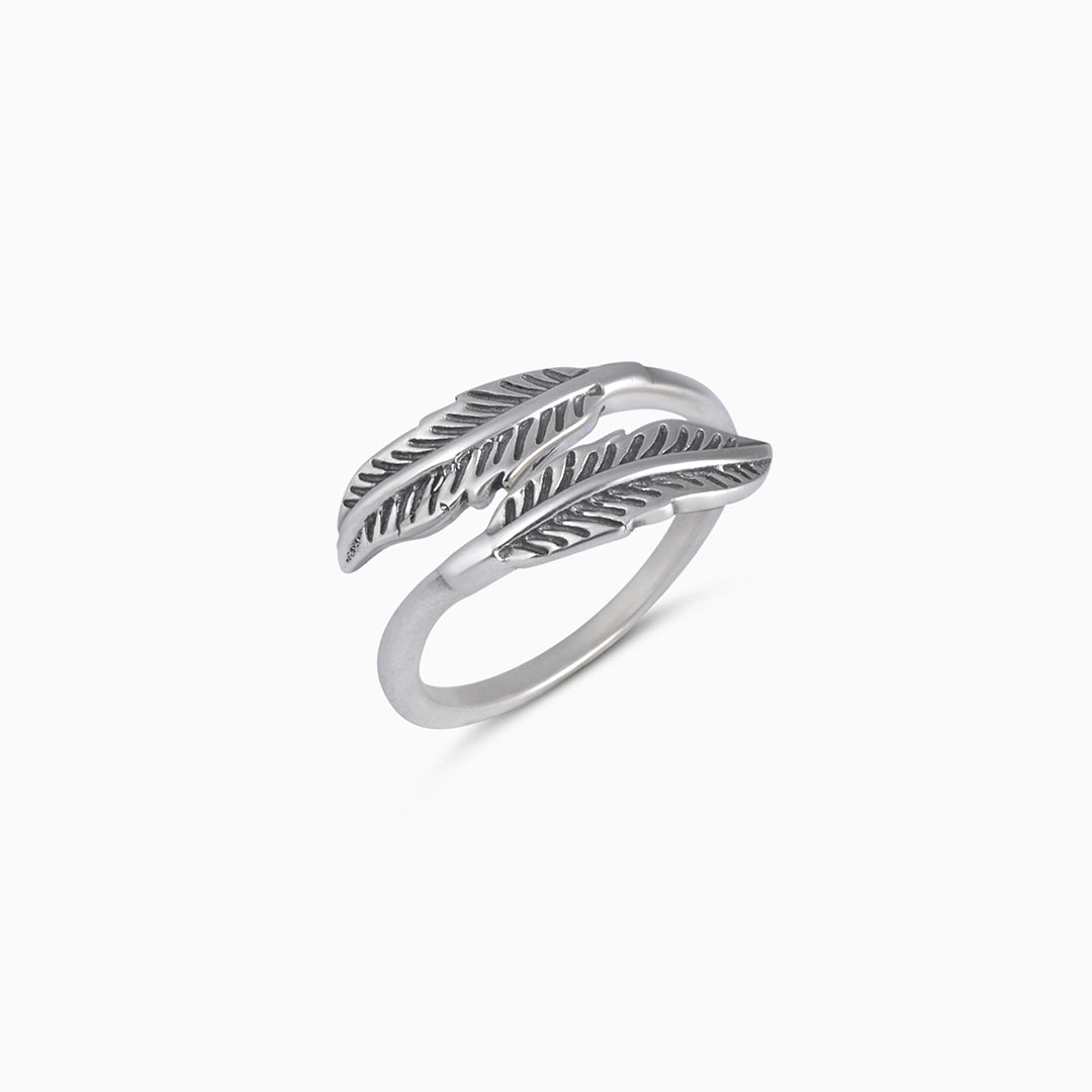 Silver leaf shape rings - Pure Silver Ring &#8211; Woodland Whispers Wtih Double Leaf