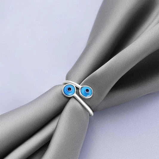 Evil Eye Ring - Pure Silver Ring &#8211; Empowered With Blue Evil Eye