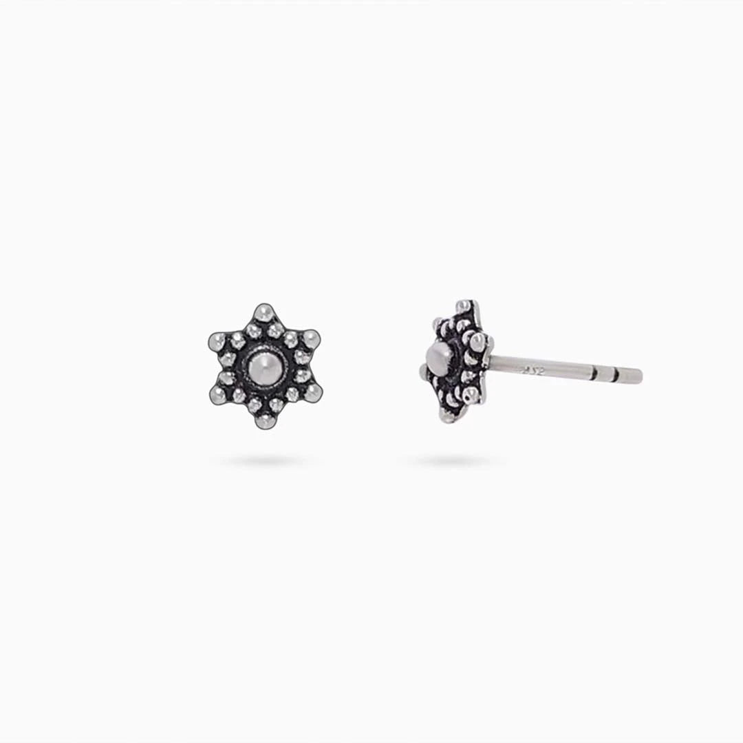 Silver stud - Pure 925 Silver Stud &#8211; Oxidized Star Model