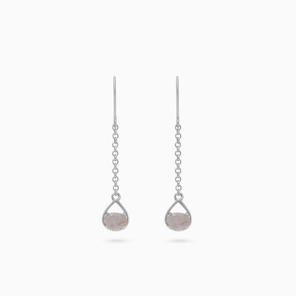 Long drop earrings - Pure Silver Earrings &#8211; Moonstone Long Drop Design