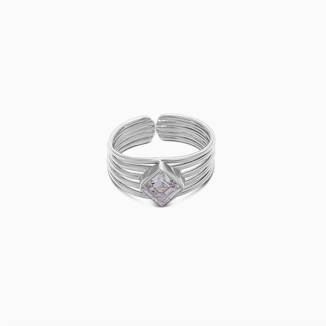 Silver Rings - Pure Silver Ring &#8211; Glossy Finish With Rich CZ