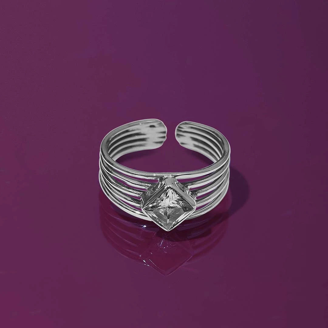Cubic Zirconia ring - Pure Silver Ring &#8211; Glossy Finish With Rich CZ