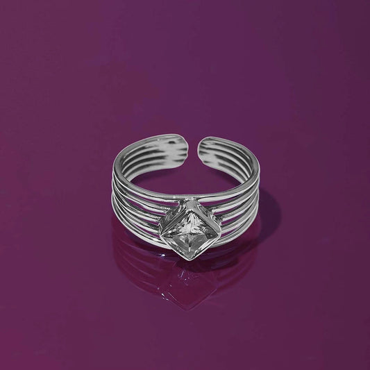 Cubic Zirconia ring - Pure Silver Ring &#8211; Glossy Finish With Rich CZ