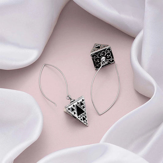 Contemporary Jewellery - Pure Silver Earrings &#8211; Ethnic Glistening Triad