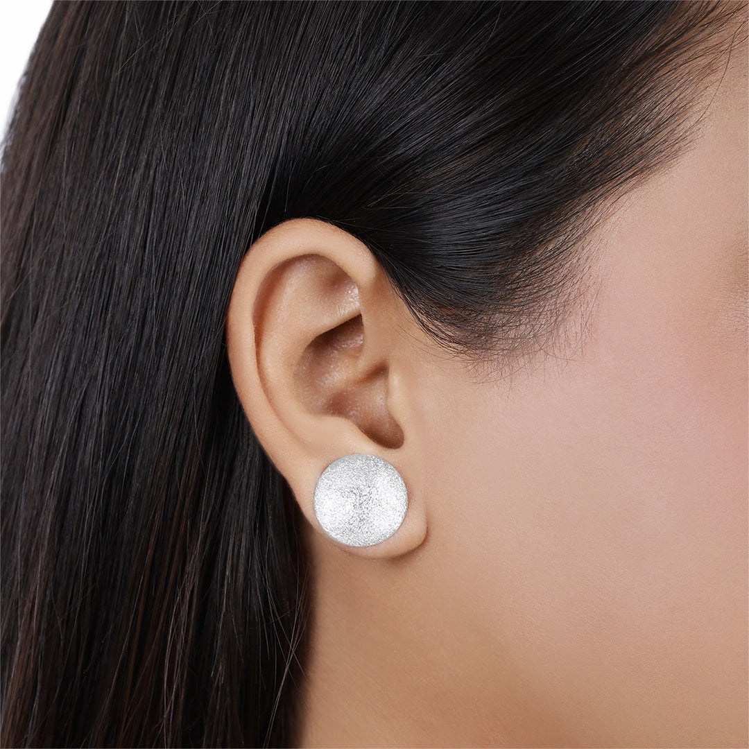 Silver Earrings - Pure Silver Studs &#8211; Sparkling Round Model