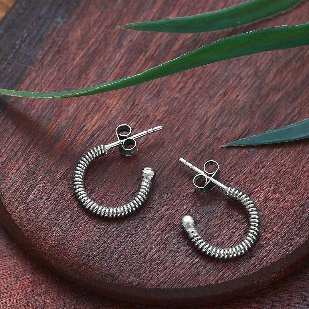 Silver Earrings - Pure Silver Earring &#8211; Spring C- Hoop Model