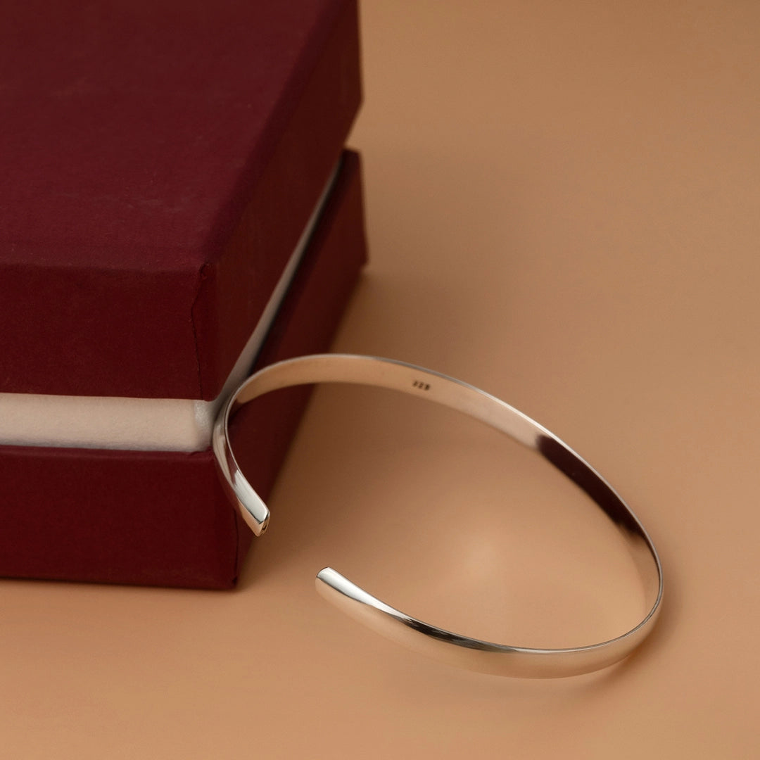 Pure Silver Bracelet for Men &amp; Women - Pure Silver Bracelet &#8211; Glossy Tone Cuff Model