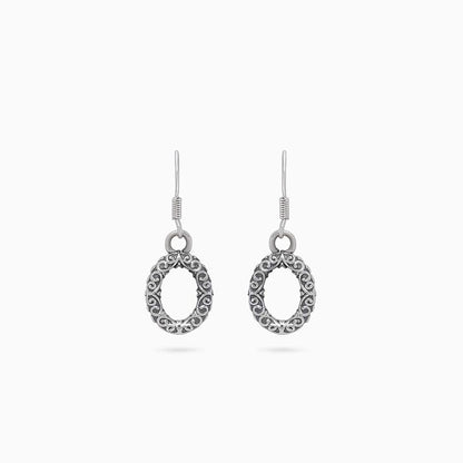 Silver Earrings - Pure Silver Earrings &#8211; Rustic Carved Oxidised Design
