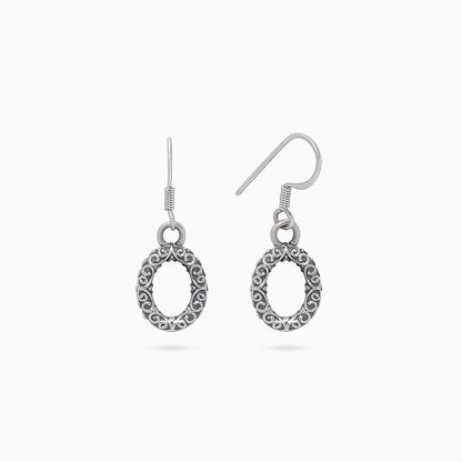 silver drop earrings - Pure Silver Earrings &#8211; Rustic Carved Oxidised Design