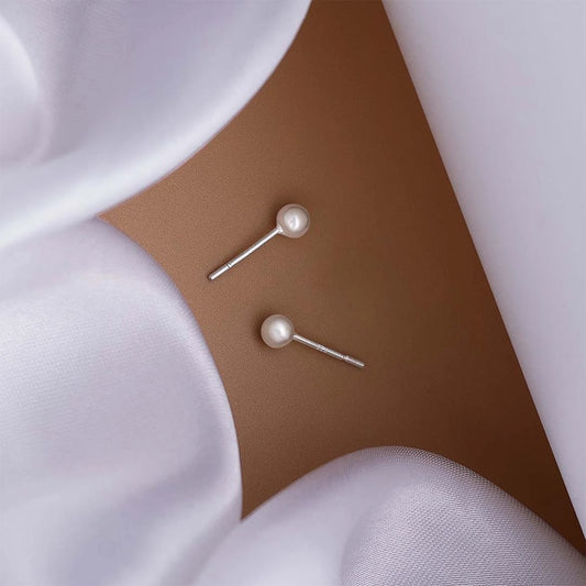 Silver Earrings - Pure Silver Studs Earrings &#8211; Bell Pin Design