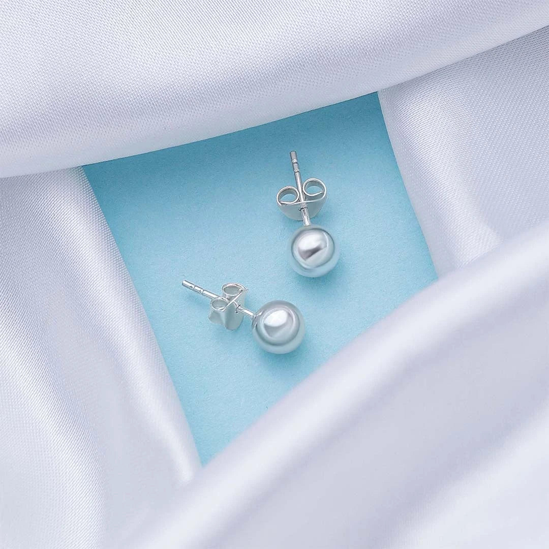 Silver Earrings - Pure Silver Studs &#8211; Dazzle With Mirror Finish