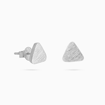small ear studs - Pure Silver Earrings &#8211; Scratch Finish With Pyramid Shape
