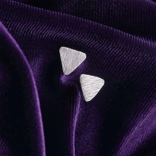 Silver Earrings - Pure Silver Earrings &#8211; Scratch Finish With Pyramid Shape