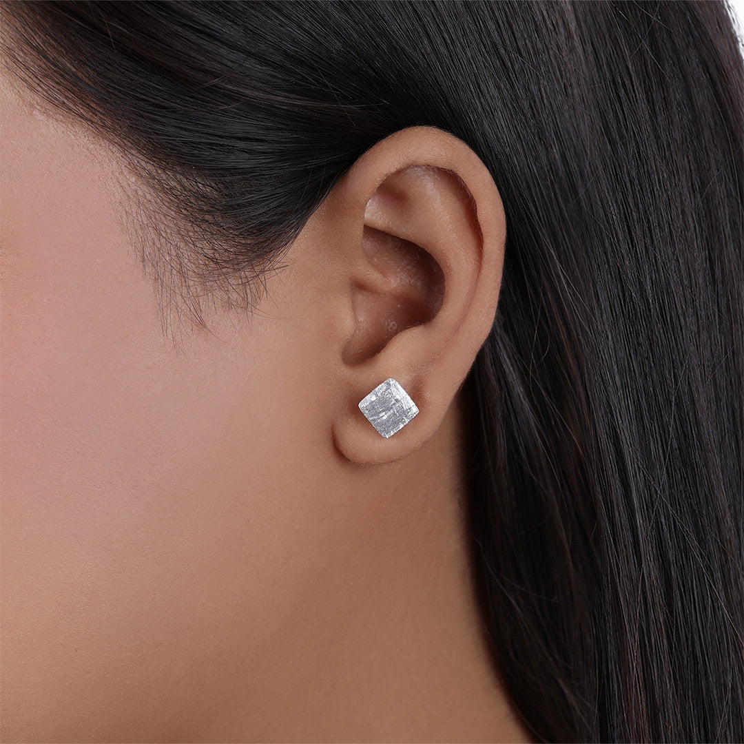 Silver stud - Pure Silver Studs &#8211; Mini Cubic Design