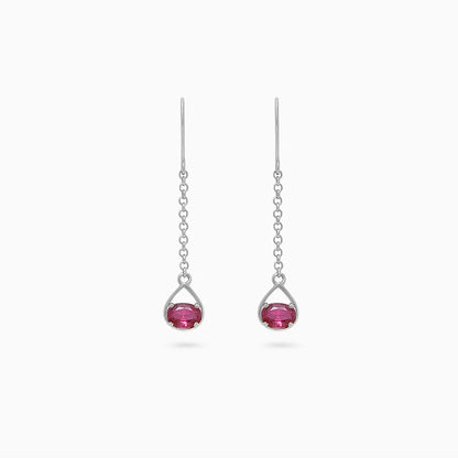 ruby silver earrings - Pure Silver Earrings &#8211; Dazzling Ruby Silver Drop Model