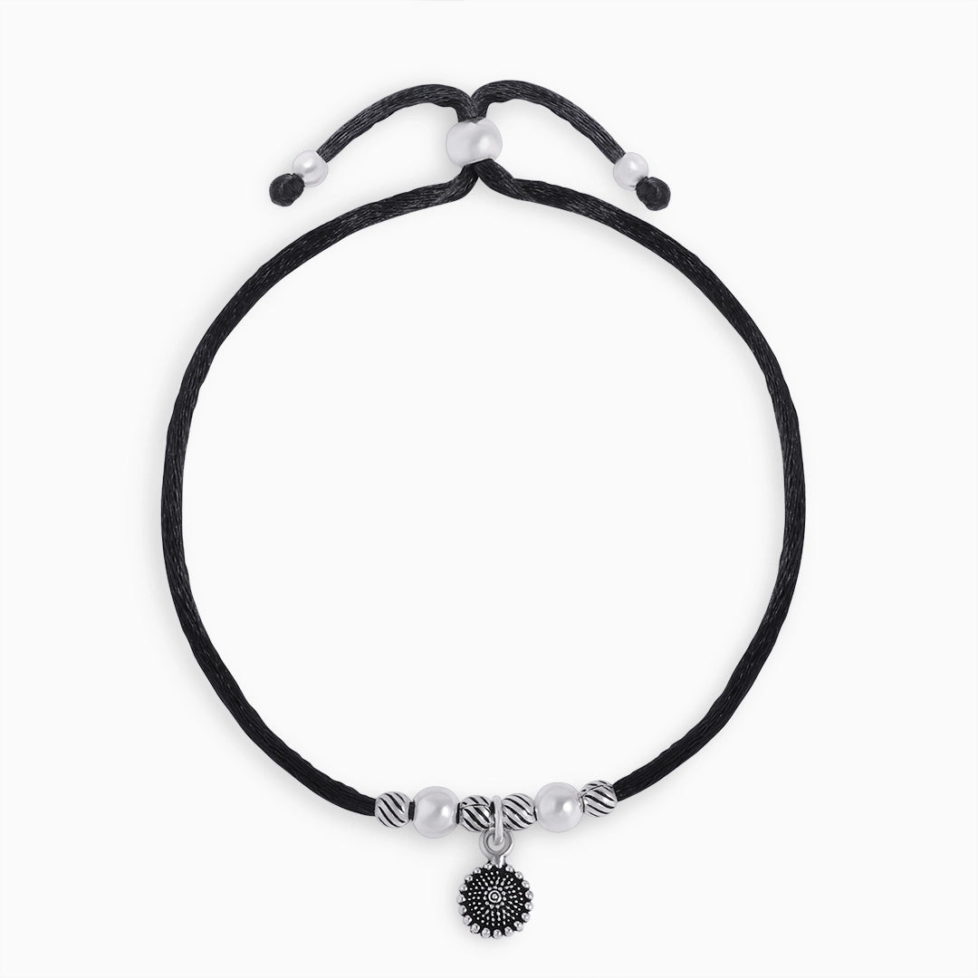 Thread - Silver Spectrum In Oxidized Silver Anklet For Women