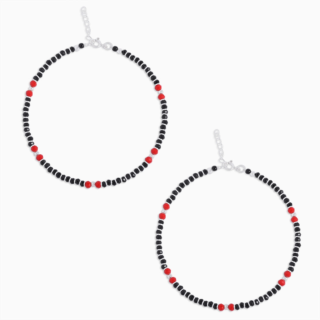 beaded anklets - Pure Silver Anklet &#8211; Made With Rouge Ebony Beads