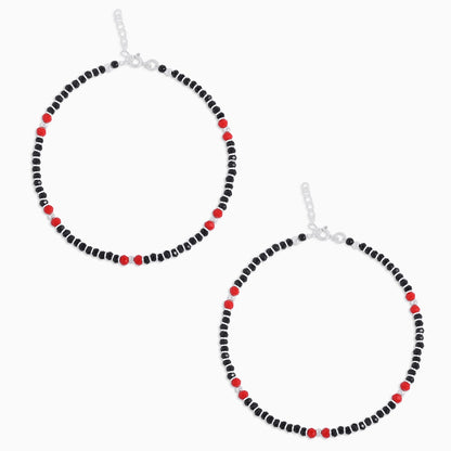 beaded anklets - Pure Silver Anklet &#8211; Made With Rouge Ebony Beads