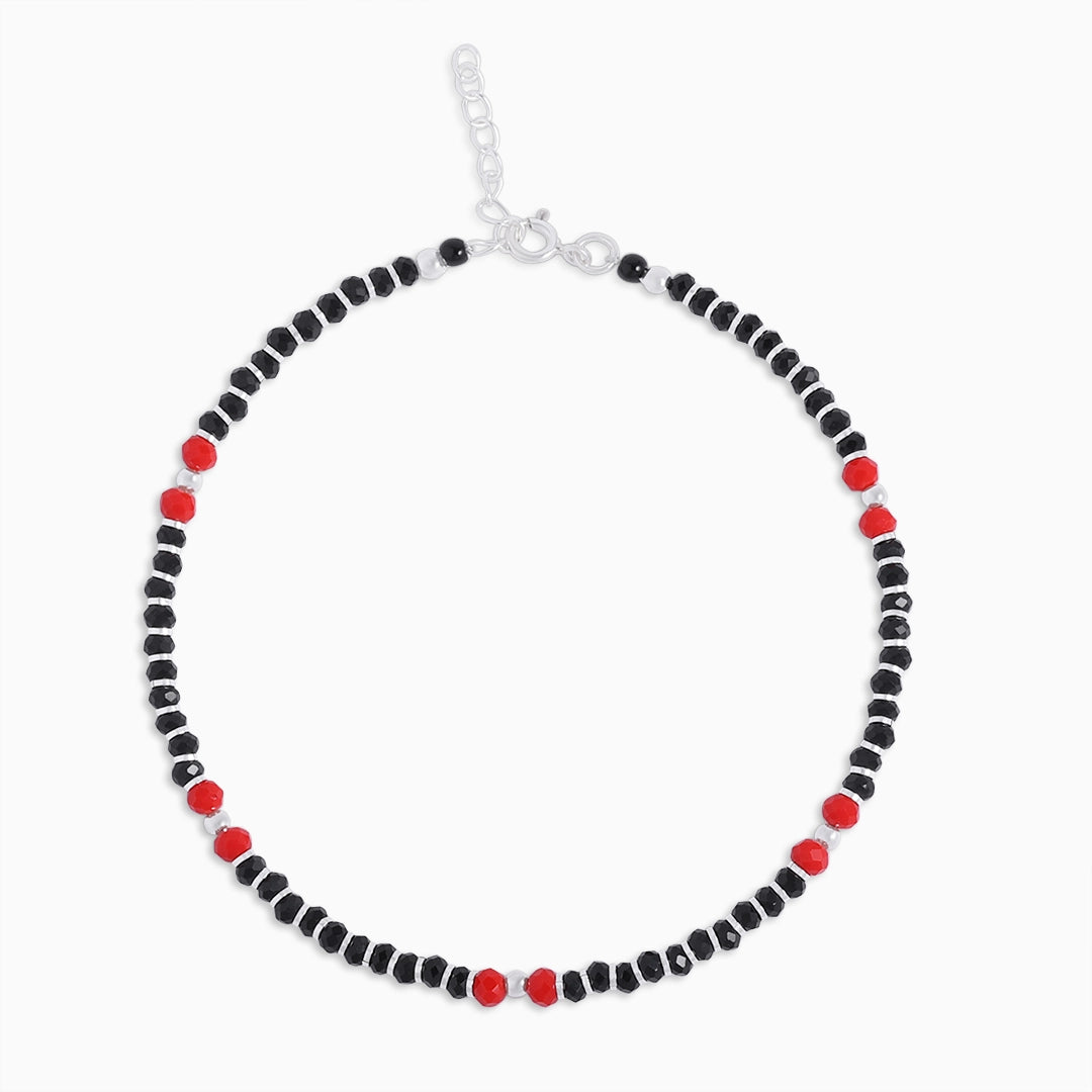 anklet - Pure Silver Anklet &#8211; Made With Rouge Ebony Beads