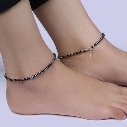 Evil Eye Anklets - Pure Silver Anklet &#8211; Aura Evil Eye Design