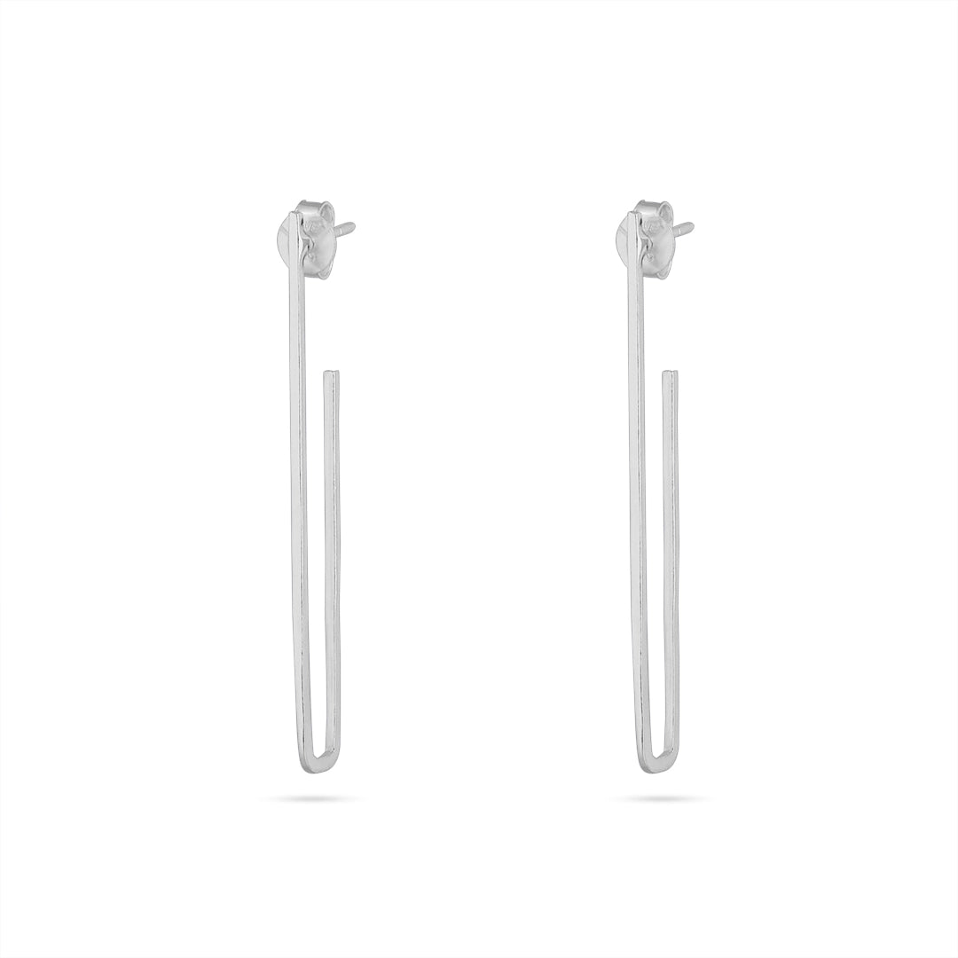 Silver Earrings - Pure Silver Earrings &#8211; Long Asymmetrical Dangle