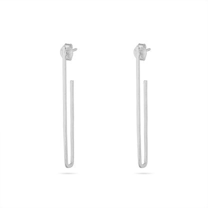 Silver Earrings - Pure Silver Earrings &#8211; Long Asymmetrical Dangle