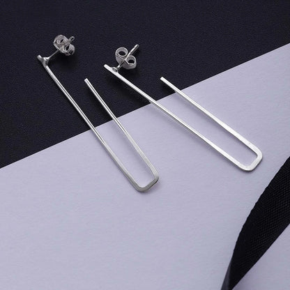 Contemporary Jewellery - Pure Silver Earrings &#8211; Long Asymmetrical Dangle