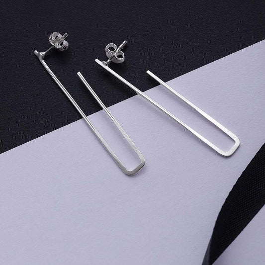 Contemporary Jewellery - Pure Silver Earrings &#8211; Long Asymmetrical Dangle