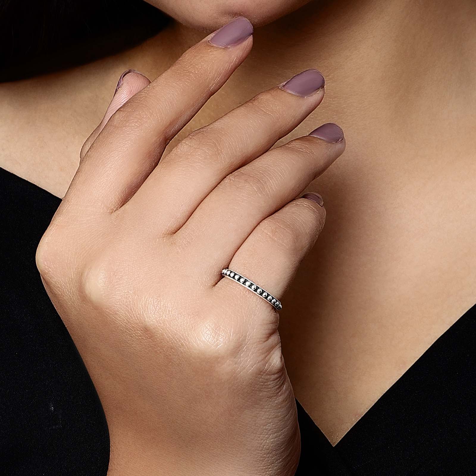 Silver Rings - Pure Silver Ring &#8211; Made With Oxidized Mini Balls