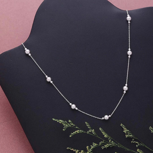 Neck Pieces - Pure 925 Silver Necklace &#8211; Silver Beaded Chain