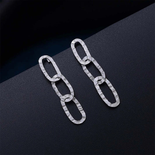 Classic Earrings - Pure Silver Earring &#8211; Intertwined Chain Dangle