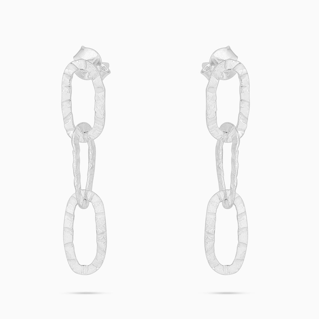 Drop Earrings - Pure Silver Earring &#8211; Intertwined Chain Dangle