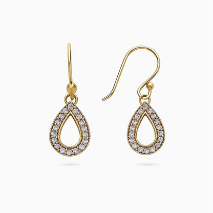 Drop earrings - Pure Silver Earrings &#8211; Gold Plated CZ Dew Drop