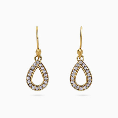 Tops Earrings - Pure Silver Earrings &#8211; Gold Plated CZ Dew Drop