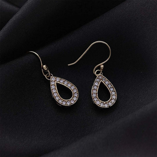 Drop Earrings - Pure Silver Earrings &#8211; Gold Plated CZ Dew Drop